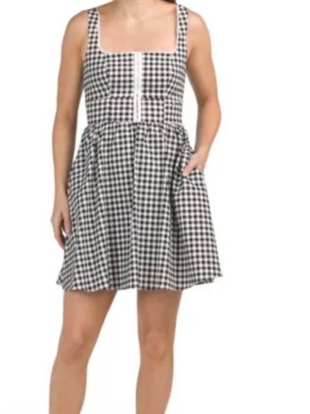 Avec Les Filles Black and White Gingham Mini Dress
